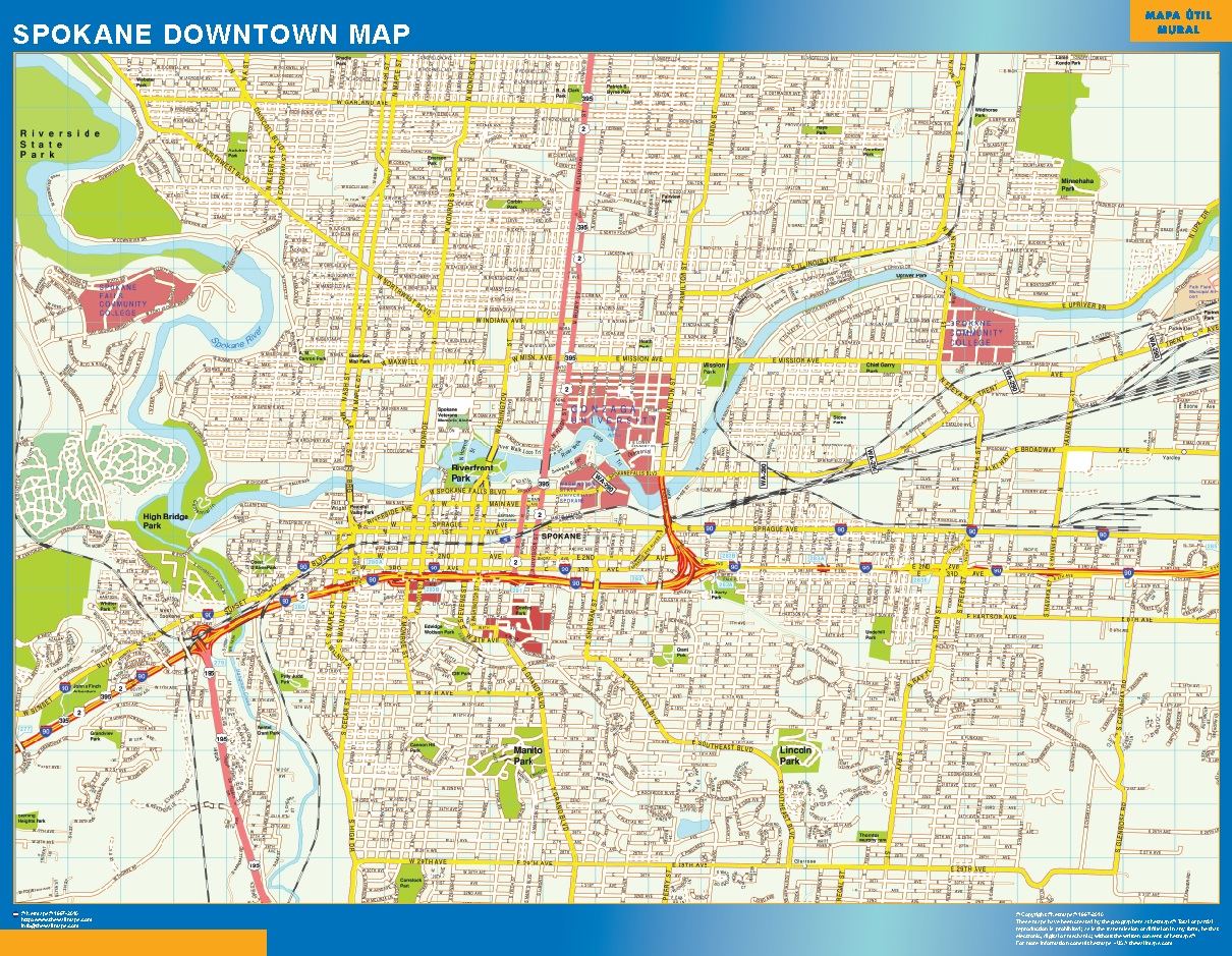 Mapa Spokane downtown